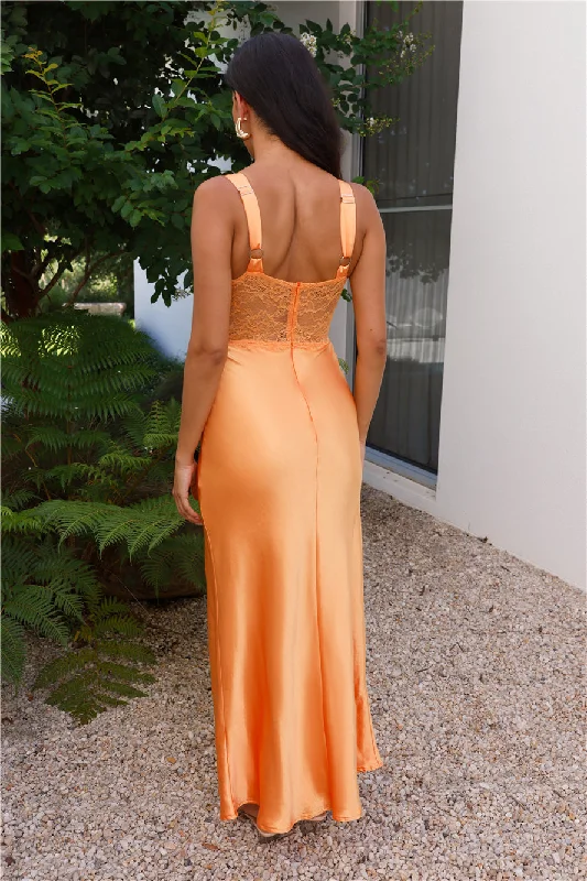 Best Thing Satin Maxi Dress Orange