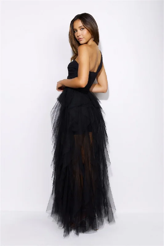 Lavish Style Tulle Maxi Dress Black