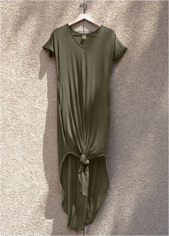 Casual T-shirt maxi dress - Olive