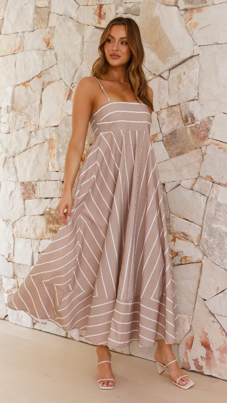 Kaethe Maxi Dress - Camel / White Stripe