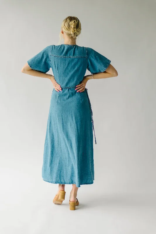 The Barnard Wrap Dress in Washed Denim