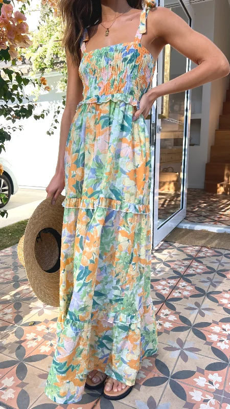 Yelena Midi Dress - Wildflowers Print