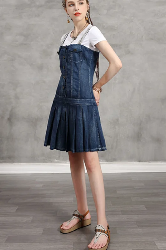 Pleated Denim Sundress