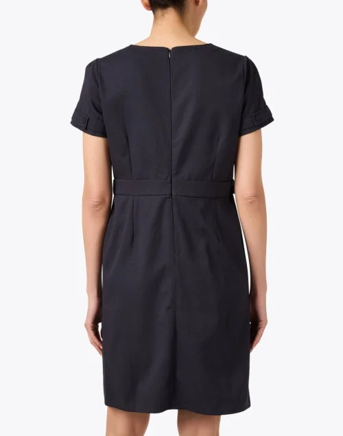 Albenga Navy Cotton Sheath Dress