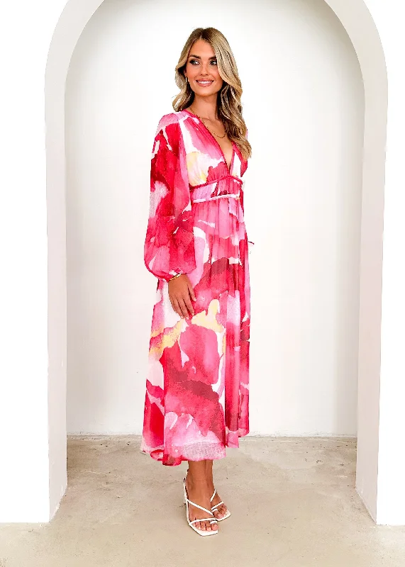 Anniston Maxi Dress - Magenta Watercolour