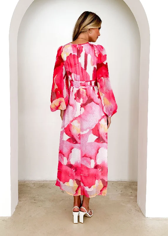 Anniston Maxi Dress - Magenta Watercolour