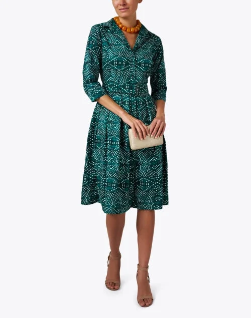 Audrey Green Print Cotton Stretch Dress