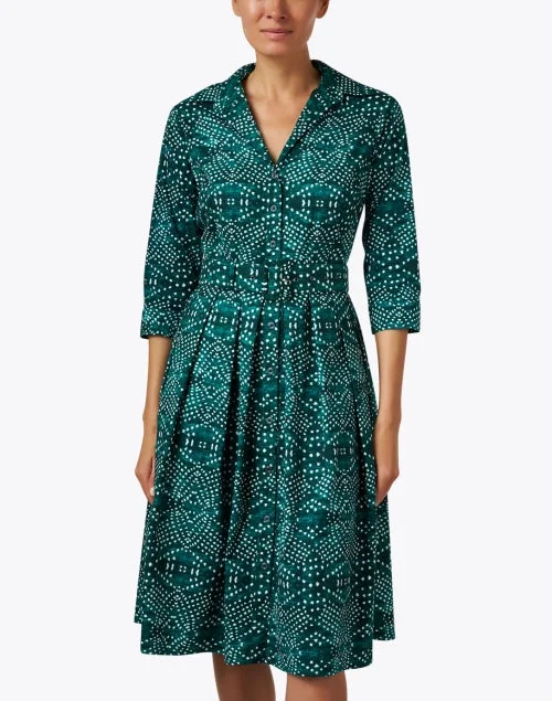 Audrey Green Print Cotton Stretch Dress