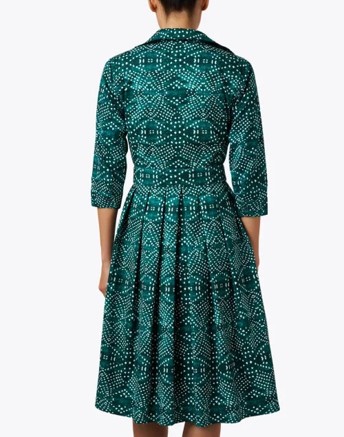 Audrey Green Print Cotton Stretch Dress