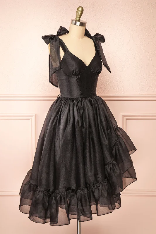 Callidora | Black Organza Midi Dress