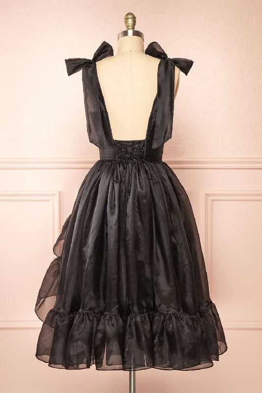 Callidora | Black Organza Midi Dress