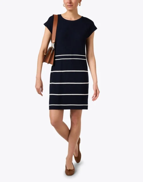 Costa Navy Striped Cotton Dress