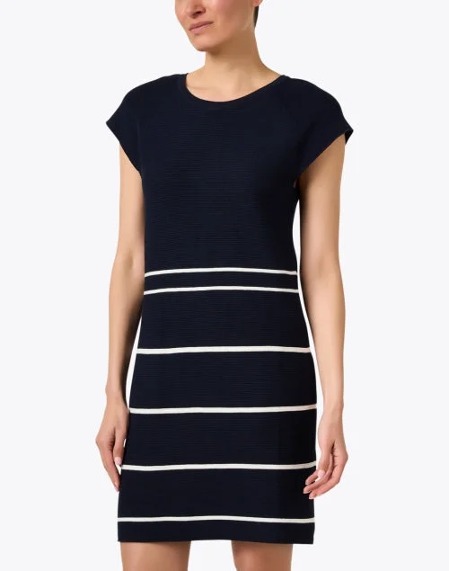 Costa Navy Striped Cotton Dress