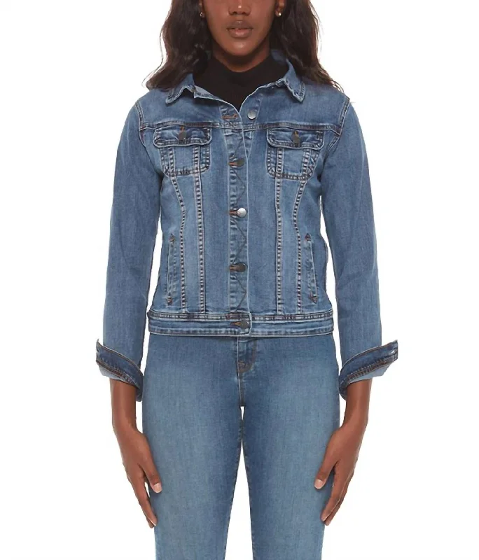 Gabriella Classic Denim Jacket In Stone Blue