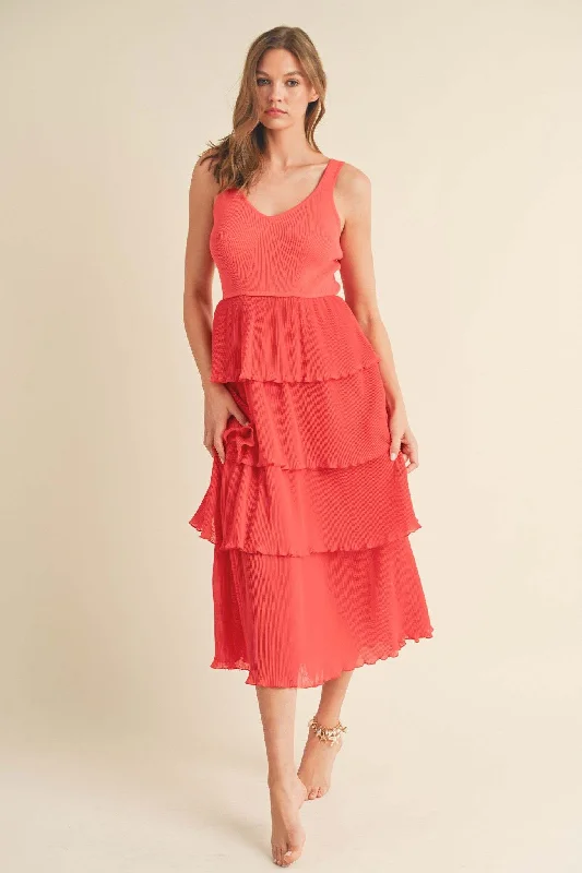 Marcy Ribbed Knit Tiered Midi Dress