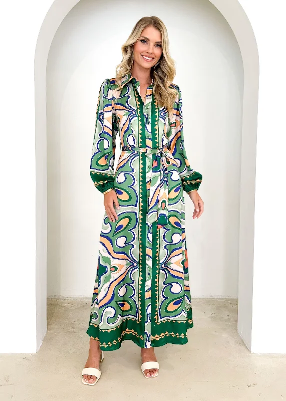 Monique Maxi Dress - Fern Swirl