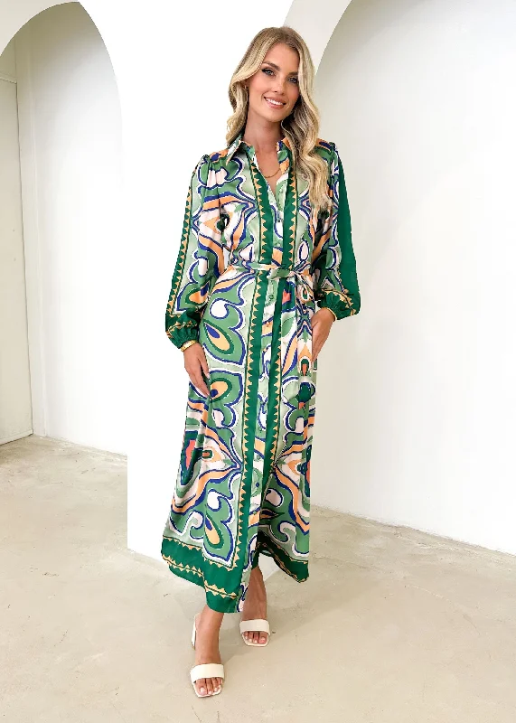 Monique Maxi Dress - Fern Swirl