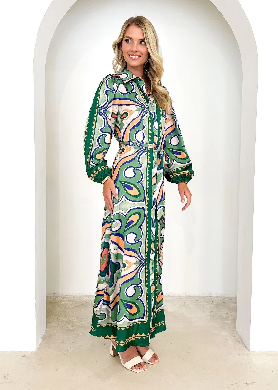 Monique Maxi Dress - Fern Swirl