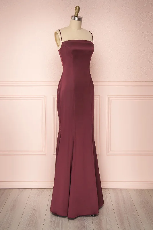 Naomie Burgundy | Silky Mermaid Gown