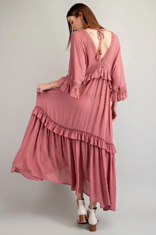 Rayon Boho Maxi Dress by Easel Clothing