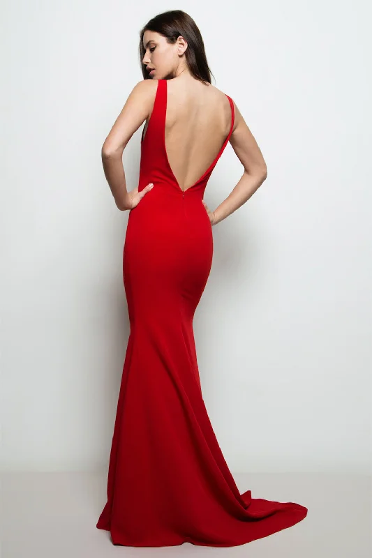 Sanya Red | Backless Mermaid Gown