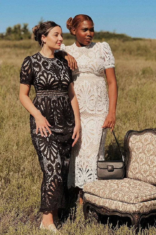 Shevona Black | Crocheted Lace Midi Dress