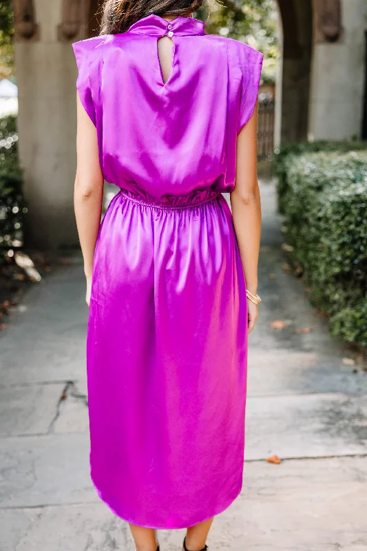 All Eyes On You Plum Purple Satin Midi Dress