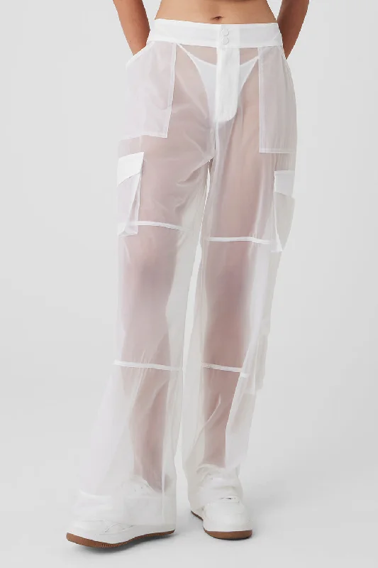 Sheer Effusion Cargo Wide Leg Trouser - White