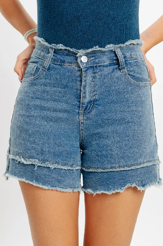 Frayed Hem Denim Shorts